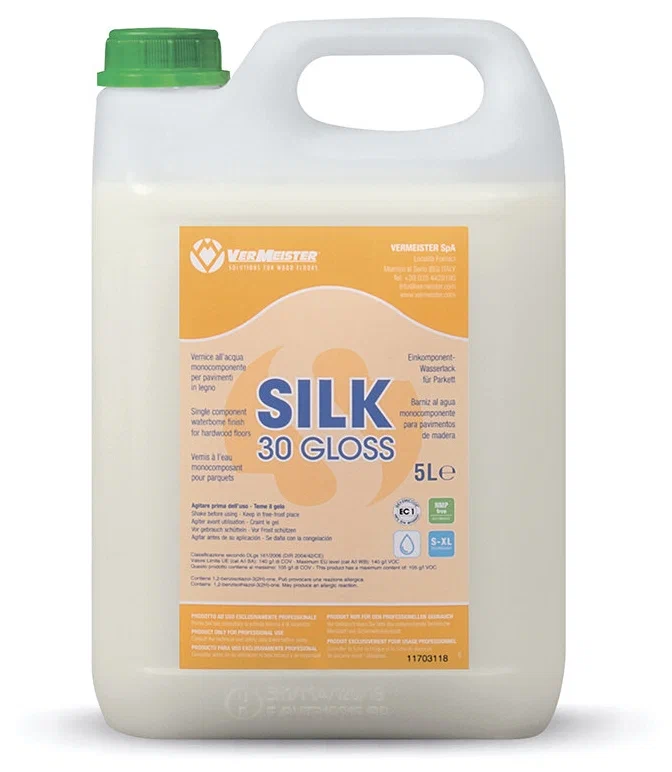 SILK Vermeister водный лак полуматовый для паркета однокомпонентный 5л.